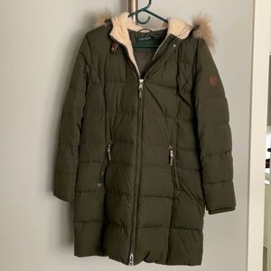 Ralph Lauren Hooded Down Puffer Coat, Green (Litchfield), Size PL, Like New